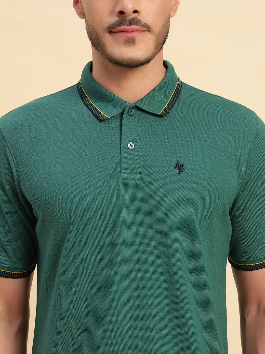 T-Shirt for Men | Breathable & Soft with Color Fastness Regular Fit Polo Neck Poly Cotton Fabric Solid Pattern - Image 6