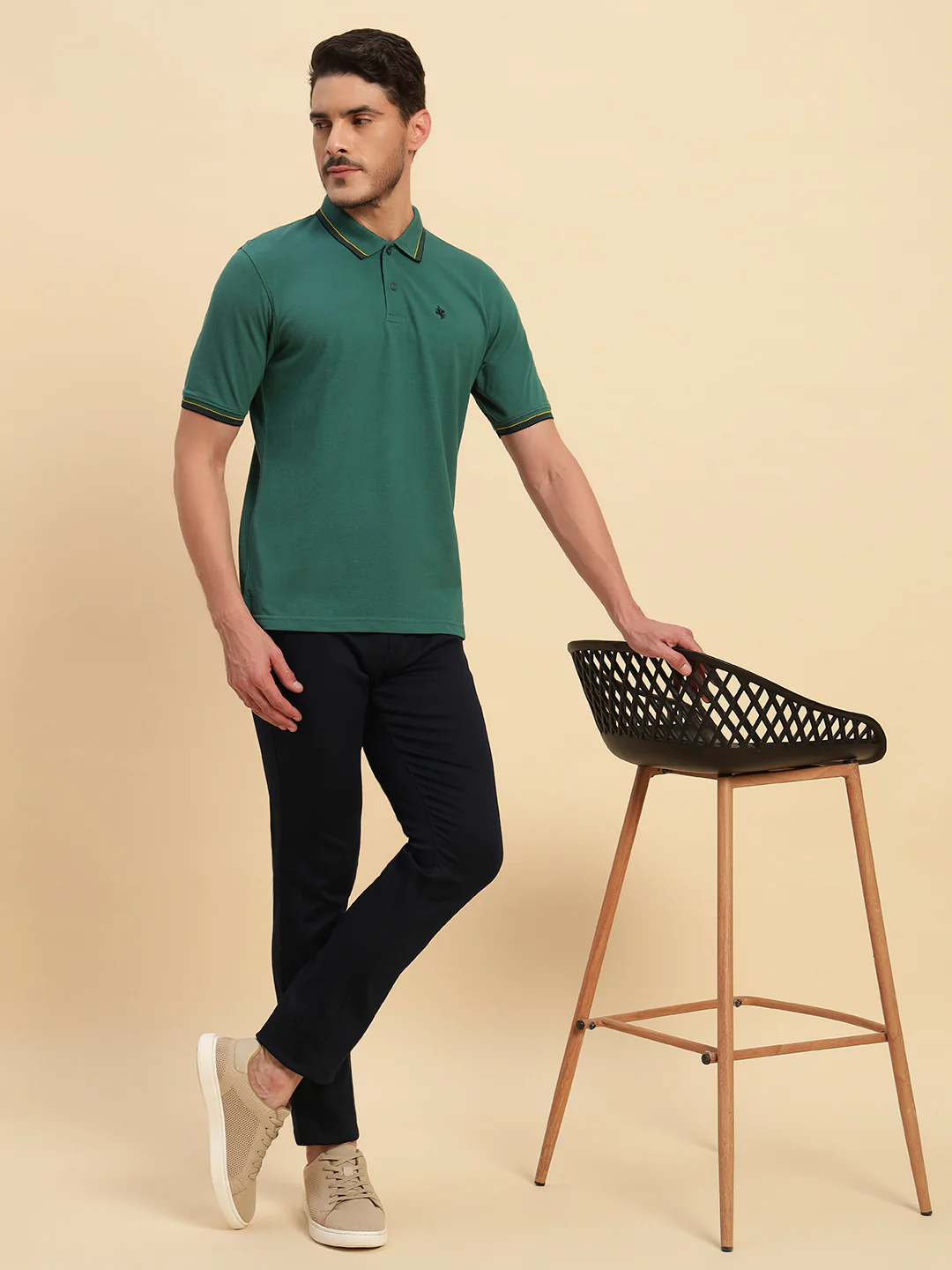T-Shirt for Men | Breathable & Soft with Color Fastness Regular Fit Polo Neck Poly Cotton Fabric Solid Pattern - Image 8
