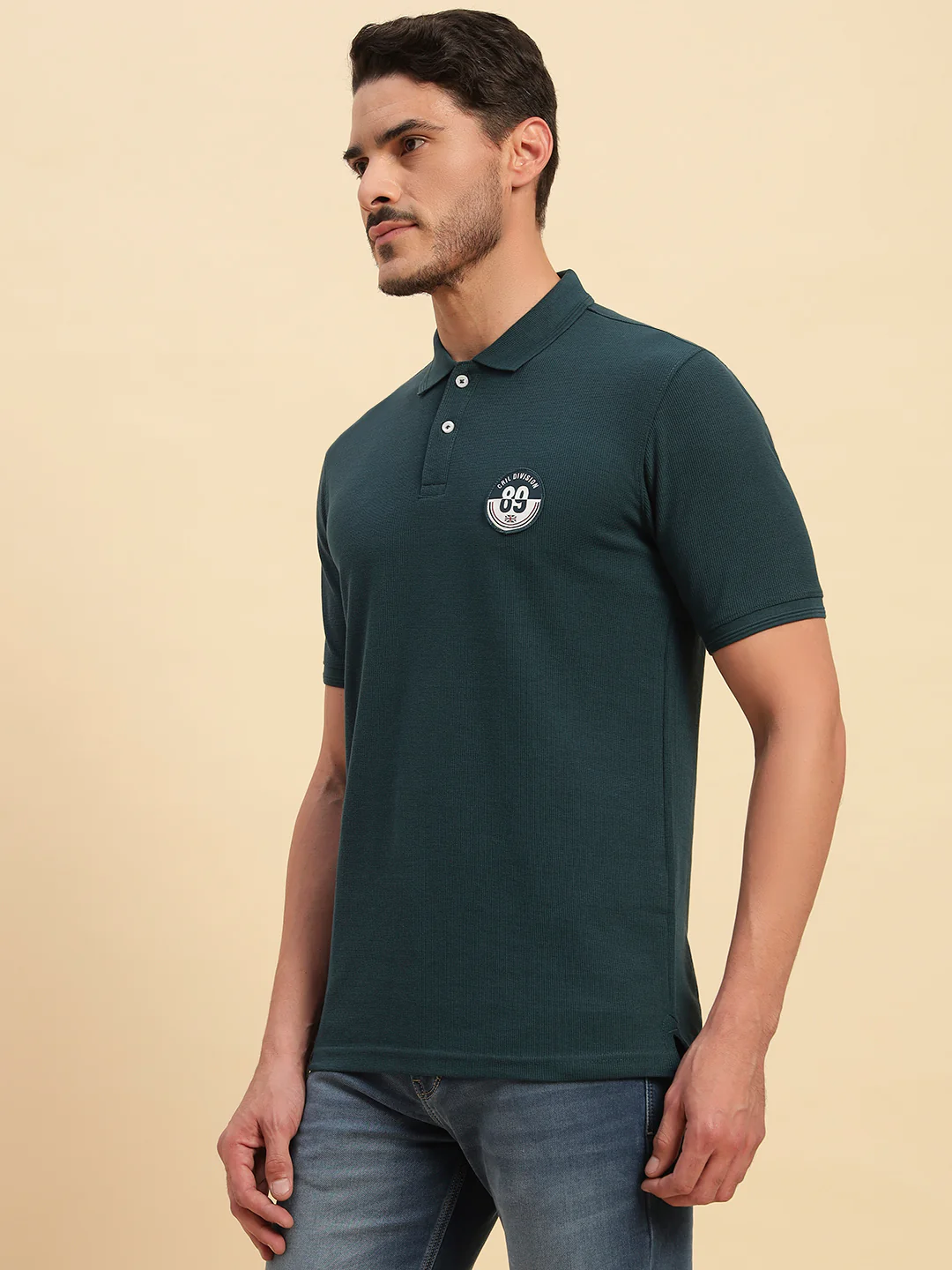 T-Shirt for Men | Breathable & Soft with Color Fastness Regular Fit Polo Neck Poly Cotton Fabric Solid Pattern - Image 3