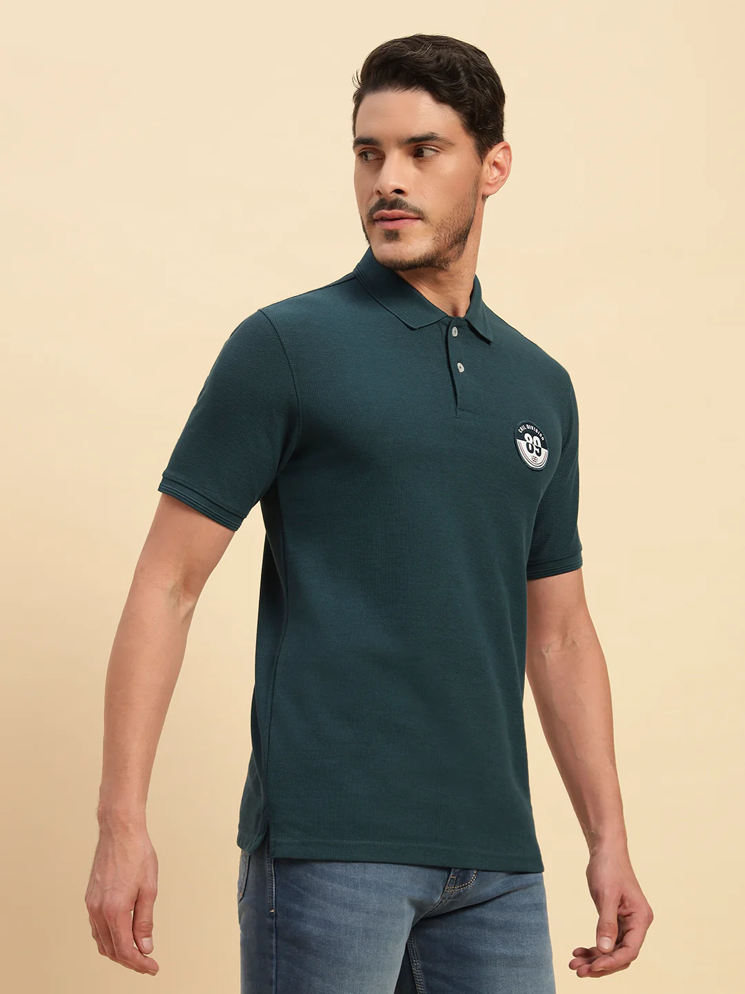 T-Shirt for Men | Breathable & Soft with Color Fastness Regular Fit Polo Neck Poly Cotton Fabric Solid Pattern - Image 4