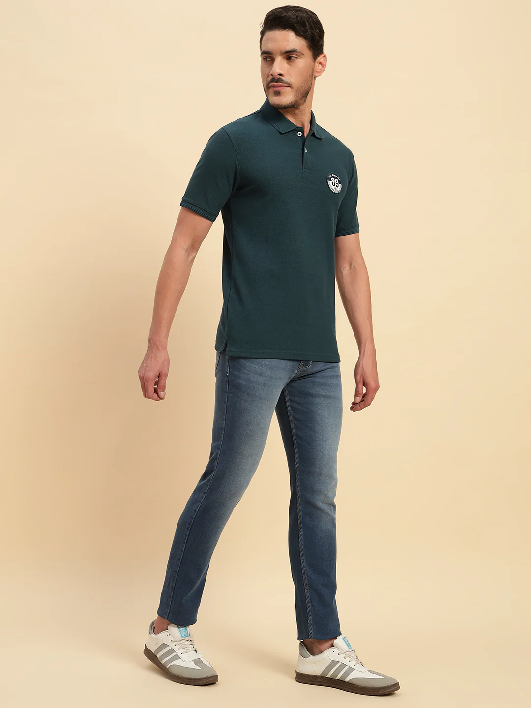 T-Shirt for Men | Breathable & Soft with Color Fastness Regular Fit Polo Neck Poly Cotton Fabric Solid Pattern - Image 5
