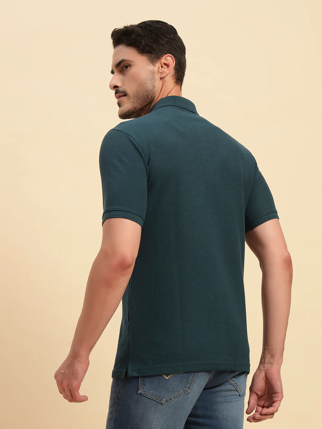 T-Shirt for Men | Breathable & Soft with Color Fastness Regular Fit Polo Neck Poly Cotton Fabric Solid Pattern - Image 7