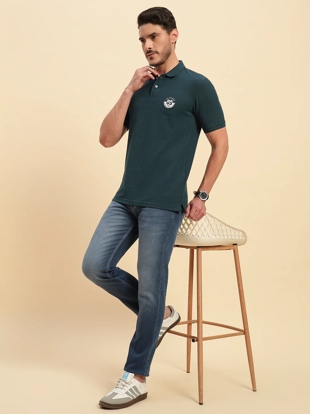 T-Shirt for Men | Breathable & Soft with Color Fastness Regular Fit Polo Neck Poly Cotton Fabric Solid Pattern - Image 8