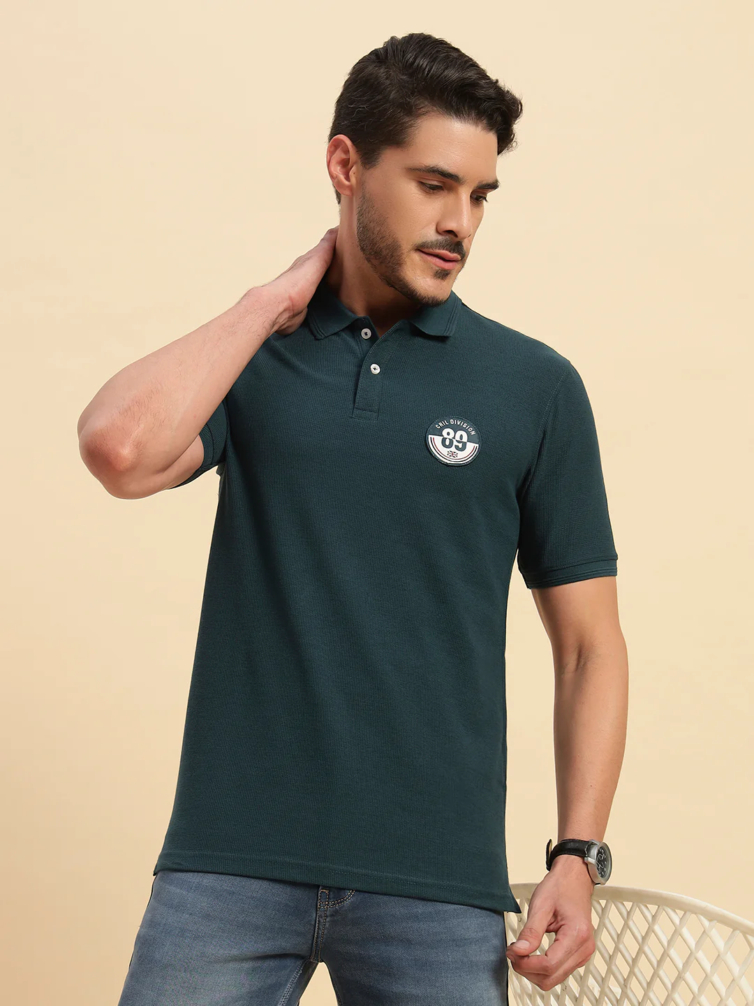 T-Shirt for Men | Breathable & Soft with Color Fastness Regular Fit Polo Neck Poly Cotton Fabric Solid Pattern - Image 9