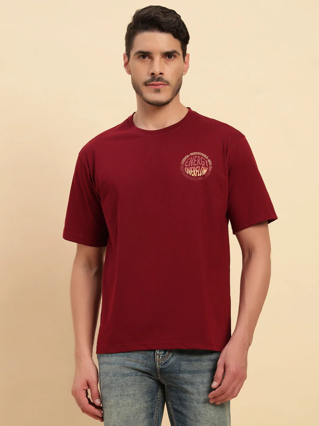 T-Shirt for Men | Breathable & Soft with Color Fastness Regular Fit Round Neck Poly Cotton Fabric Printed Pattern - Image 2