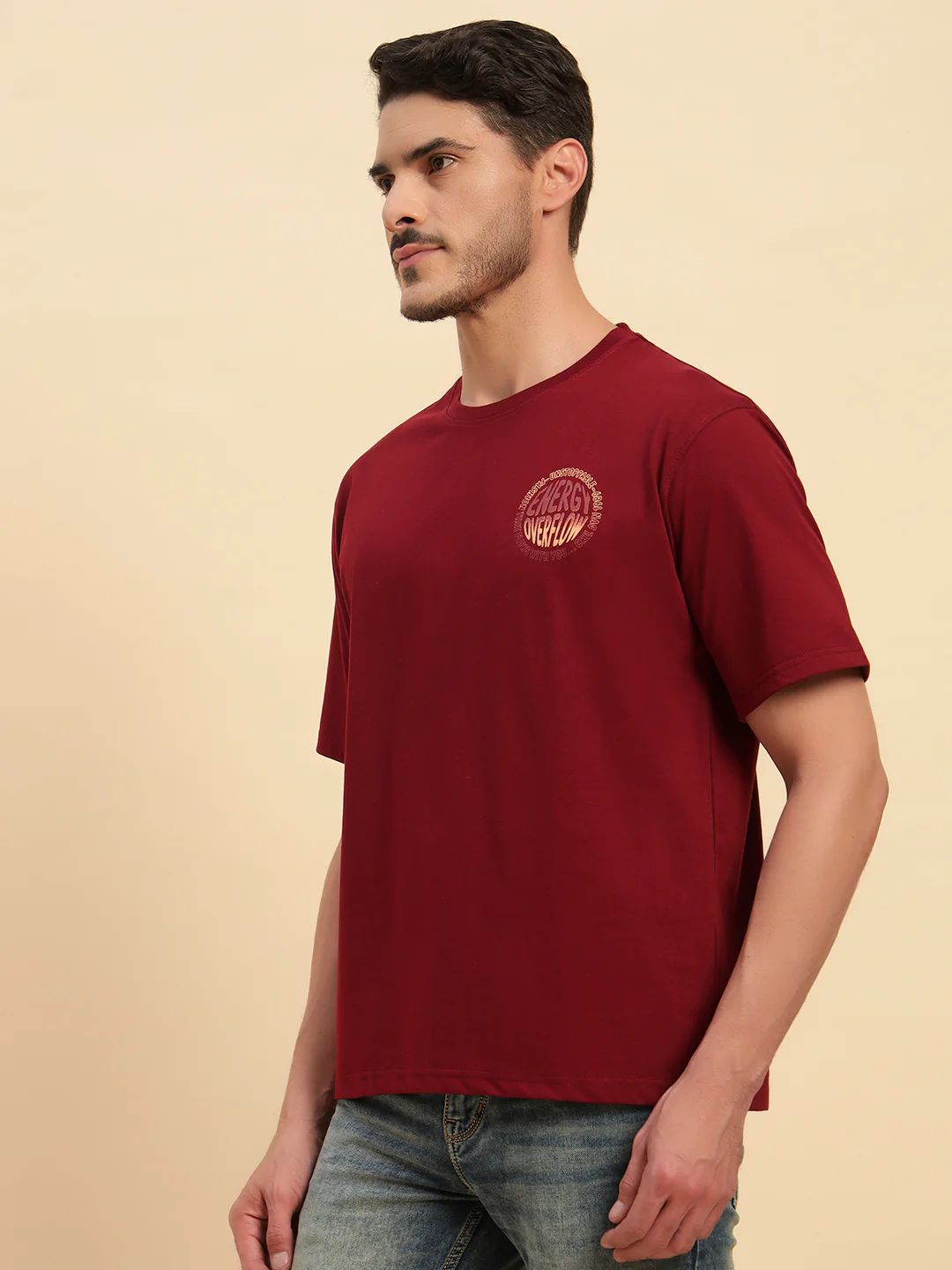 T-Shirt for Men | Breathable & Soft with Color Fastness Regular Fit Round Neck Poly Cotton Fabric Printed Pattern - Image 3