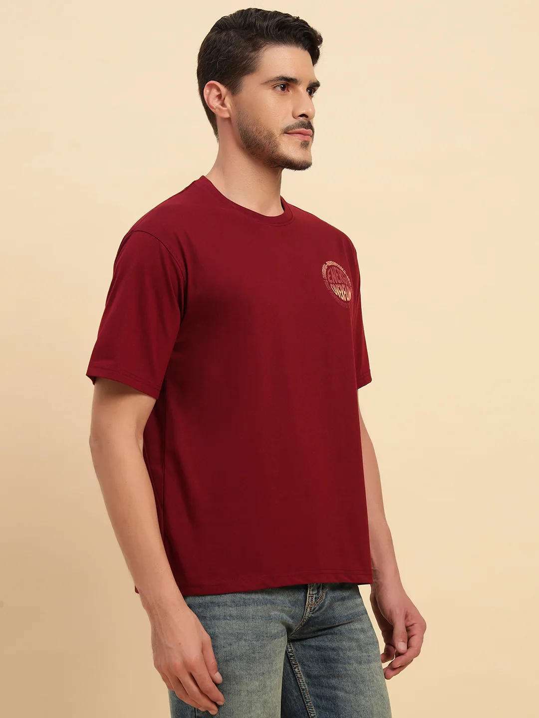 T-Shirt for Men | Breathable & Soft with Color Fastness Regular Fit Round Neck Poly Cotton Fabric Printed Pattern - Image 4