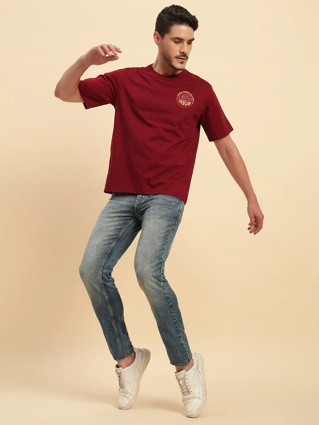 T-Shirt for Men | Breathable & Soft with Color Fastness Regular Fit Round Neck Poly Cotton Fabric Printed Pattern - Image 5