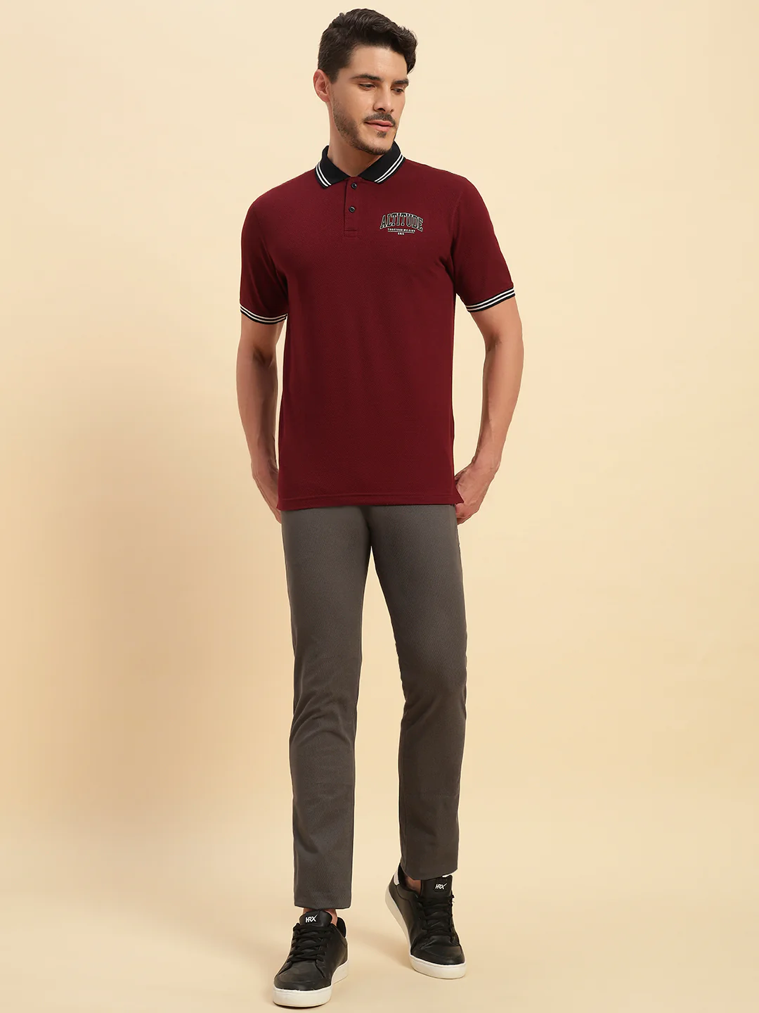 T-Shirt for Men | Breathable & Soft with Color Fastness Regular Fit Polo Neck Poly Cotton Fabric Printed Pattern - Image 5