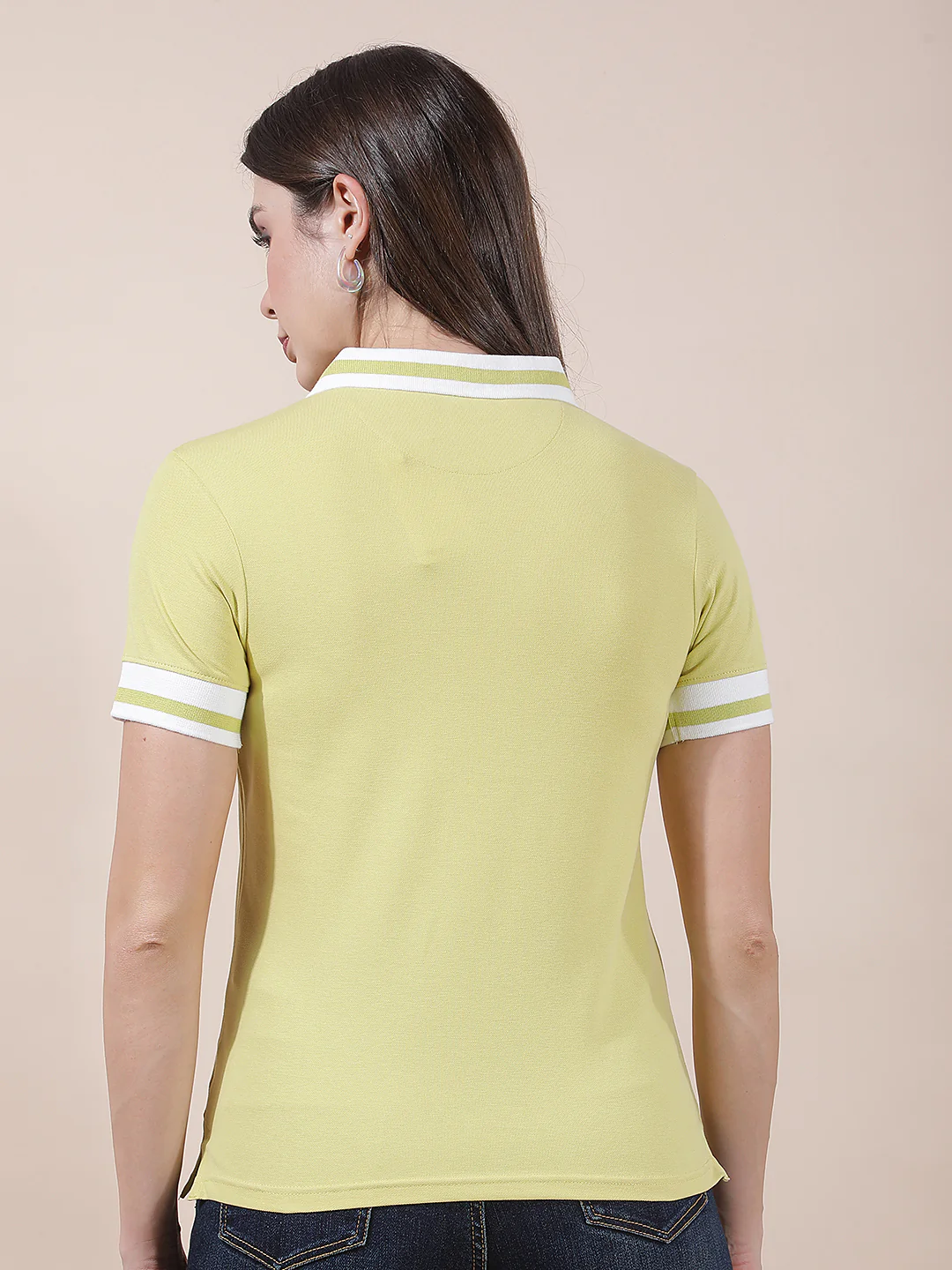 T-Shirt for Women l Breathable & Soft with Color Fastness Regular Fit Collar Neck Cotton Blend Fabric Solid Pattern - Image 5