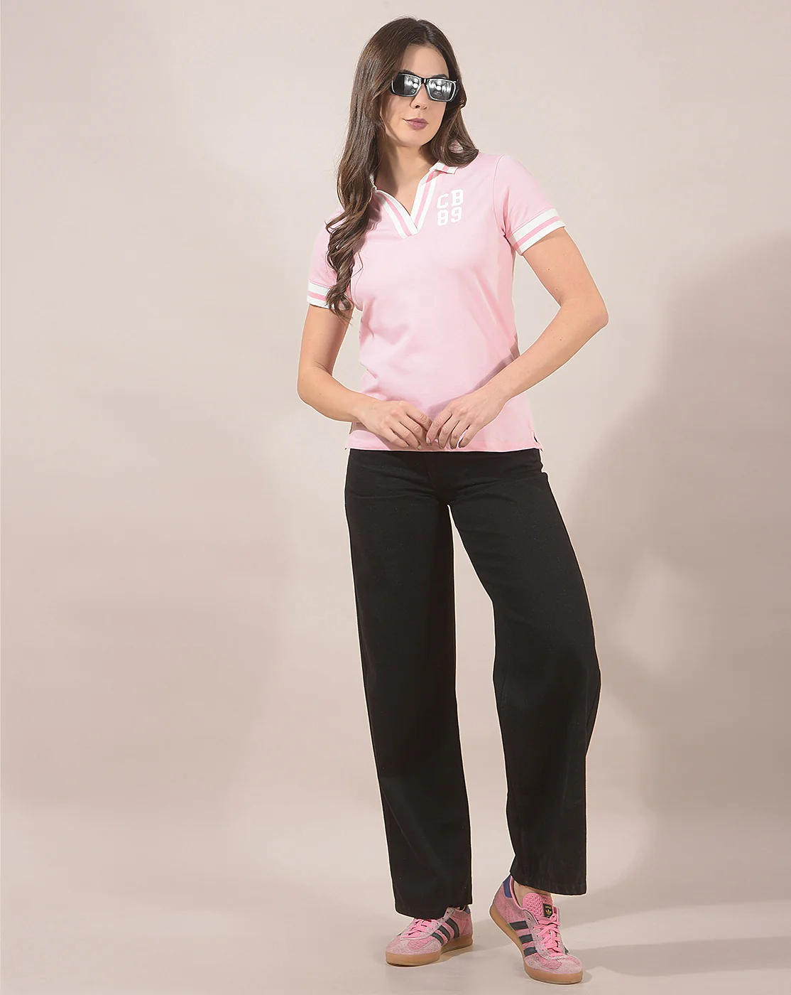 T-Shirt for Women l Breathable & Soft with Color Fastness Regular Fit Collar Neck Cotton Blend Fabric Solid Pattern - Image 2