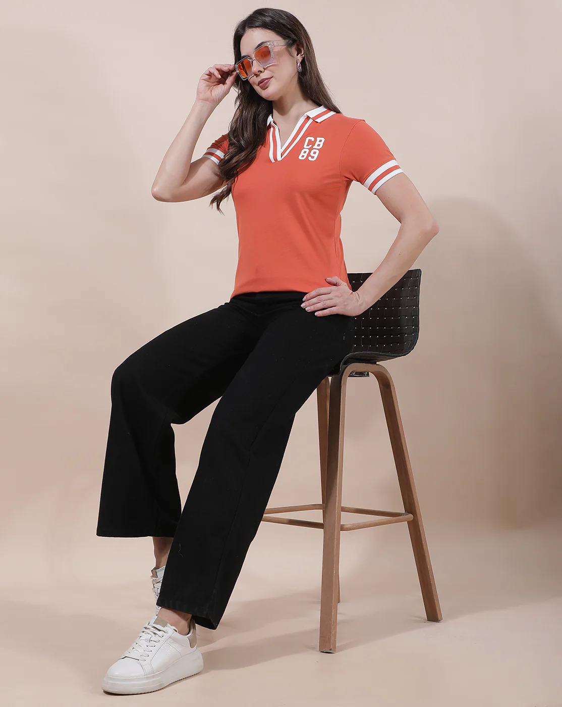 T-Shirt for Women l Breathable & Soft with Color Fastness Regular Fit Collar Neck Cotton Blend Fabric Solid Pattern - Image 8