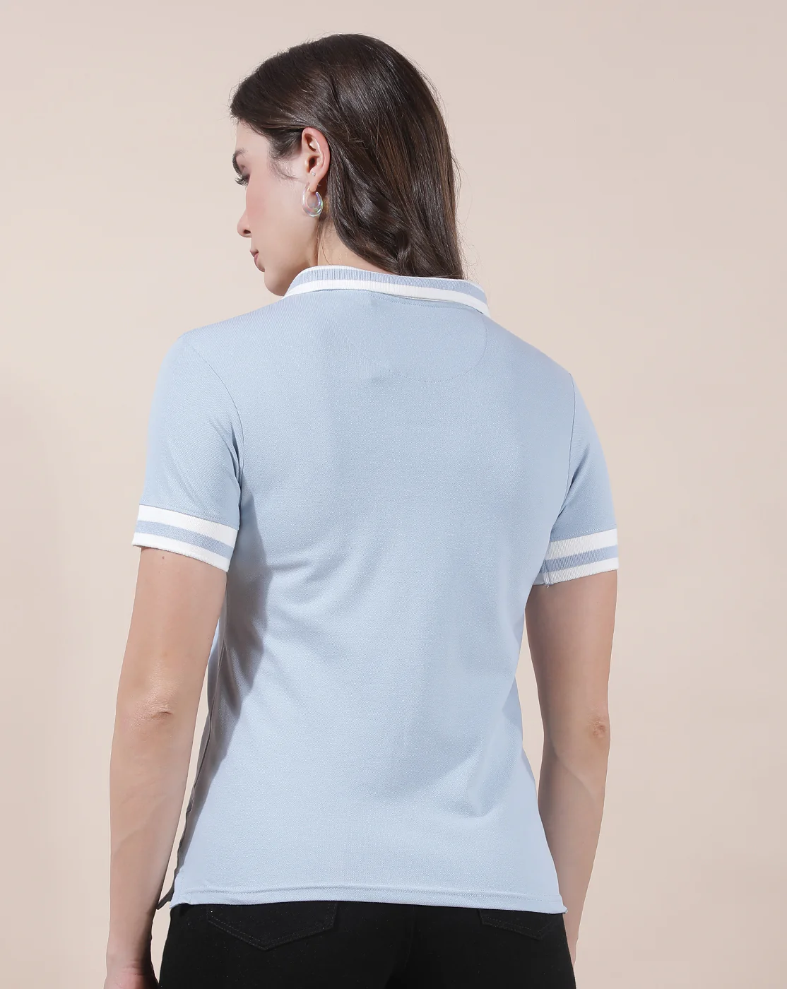 T-Shirt for Women l Breathable & Soft with Color Fastness Regular Fit Collar Neck Cotton Blend Fabric Solid Pattern - Image 4