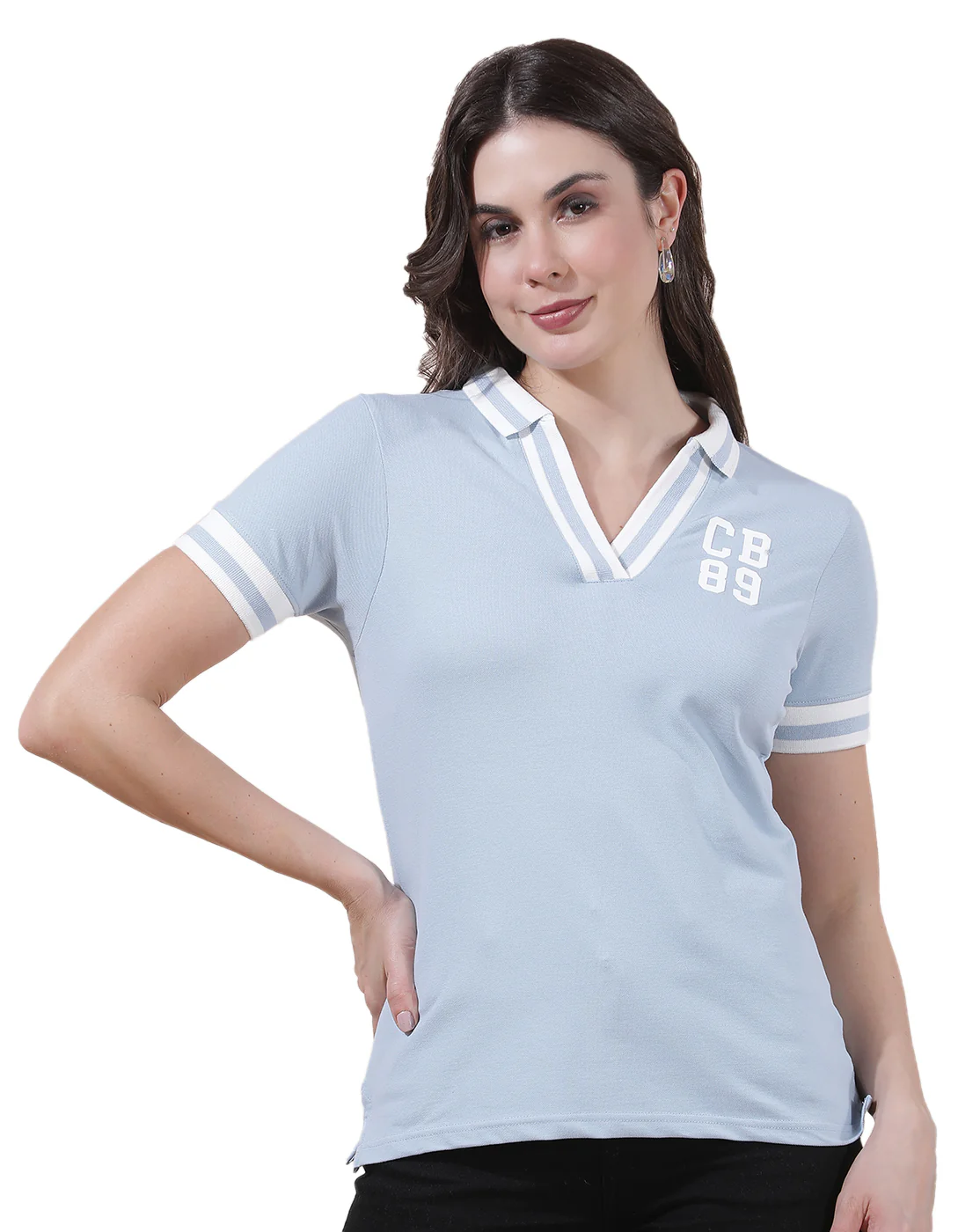 T-Shirt for Women l Breathable & Soft with Color Fastness Regular Fit Collar Neck Cotton Blend Fabric Solid Pattern - Image 9