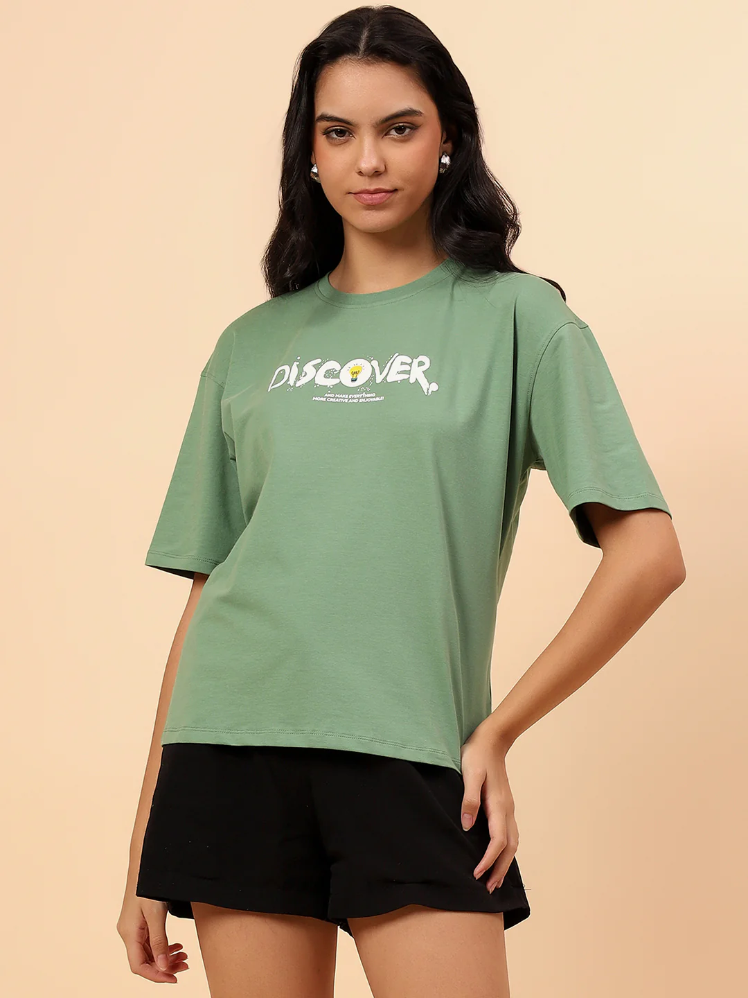 T-Shirt for Women l Breathable & Soft with Color Fastness Regular Fit Cotton Blend Fabric Printed Pattern - Image 3