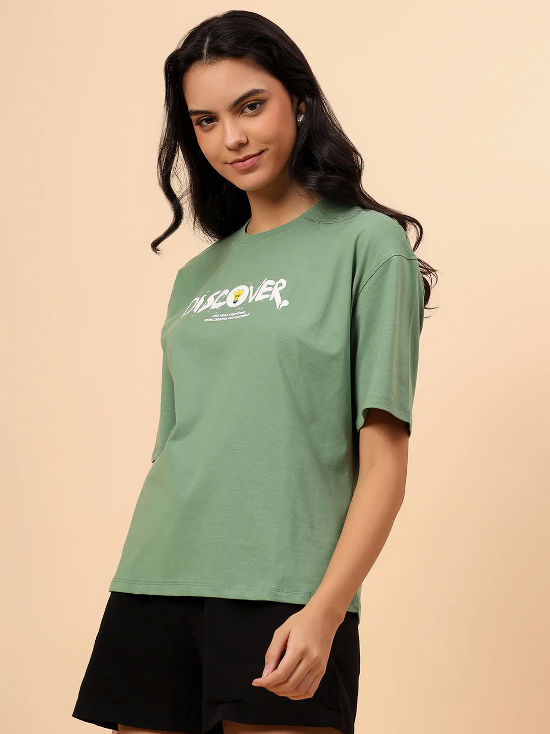 T-Shirt for Women l Breathable & Soft with Color Fastness Regular Fit Cotton Blend Fabric Printed Pattern - Image 4