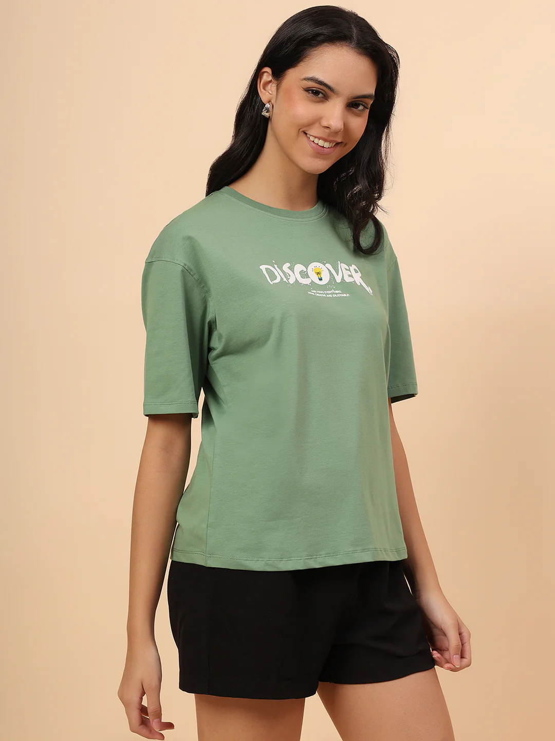 T-Shirt for Women l Breathable & Soft with Color Fastness Regular Fit Cotton Blend Fabric Printed Pattern - Image 5