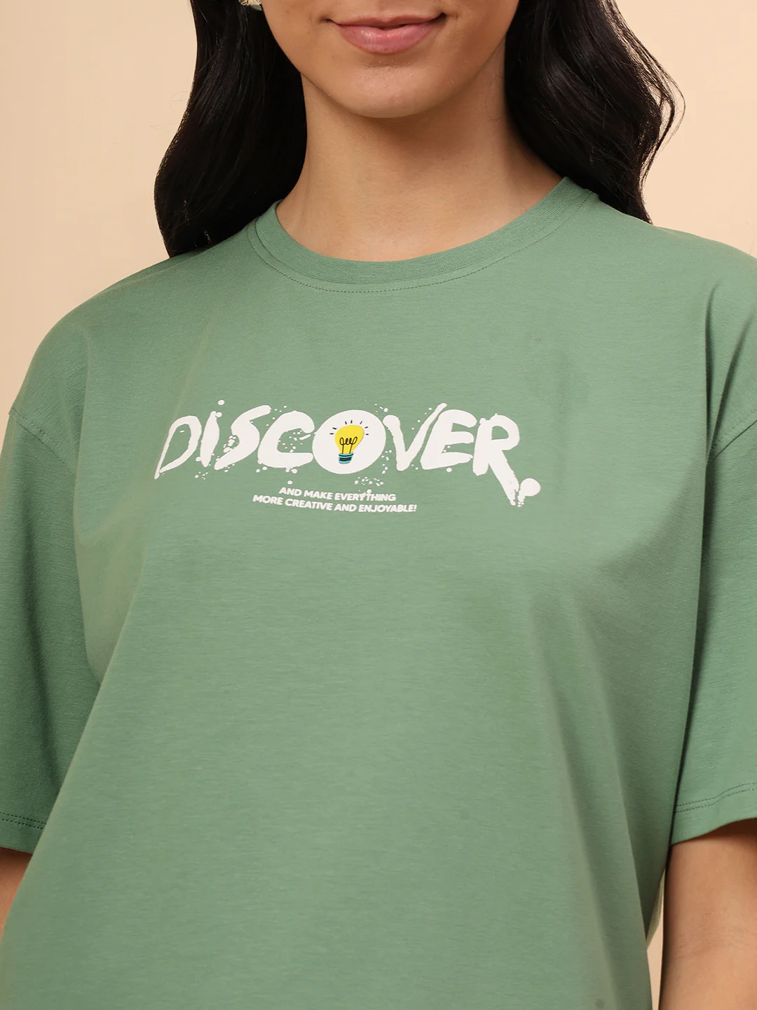 T-Shirt for Women l Breathable & Soft with Color Fastness Regular Fit Cotton Blend Fabric Printed Pattern - Image 7