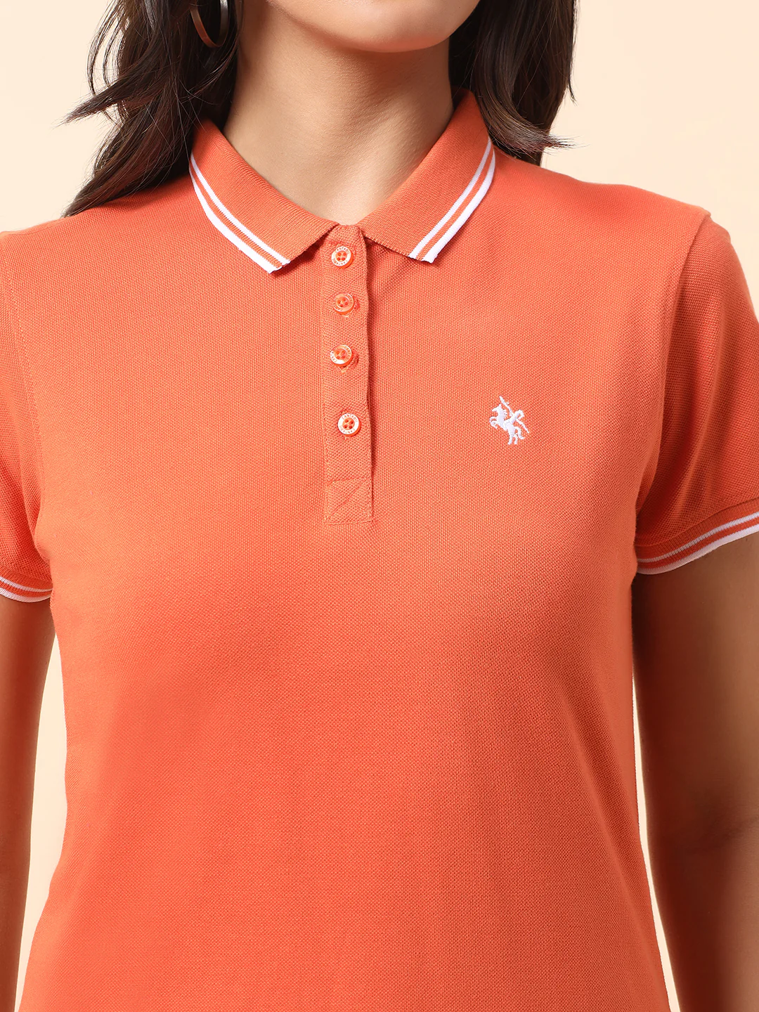 T-Shirt for Women l Breathable & Soft with Color Fastness Regular Fit Polo Neck Poly Cotton Fabric Solid Pattern - Image 9
