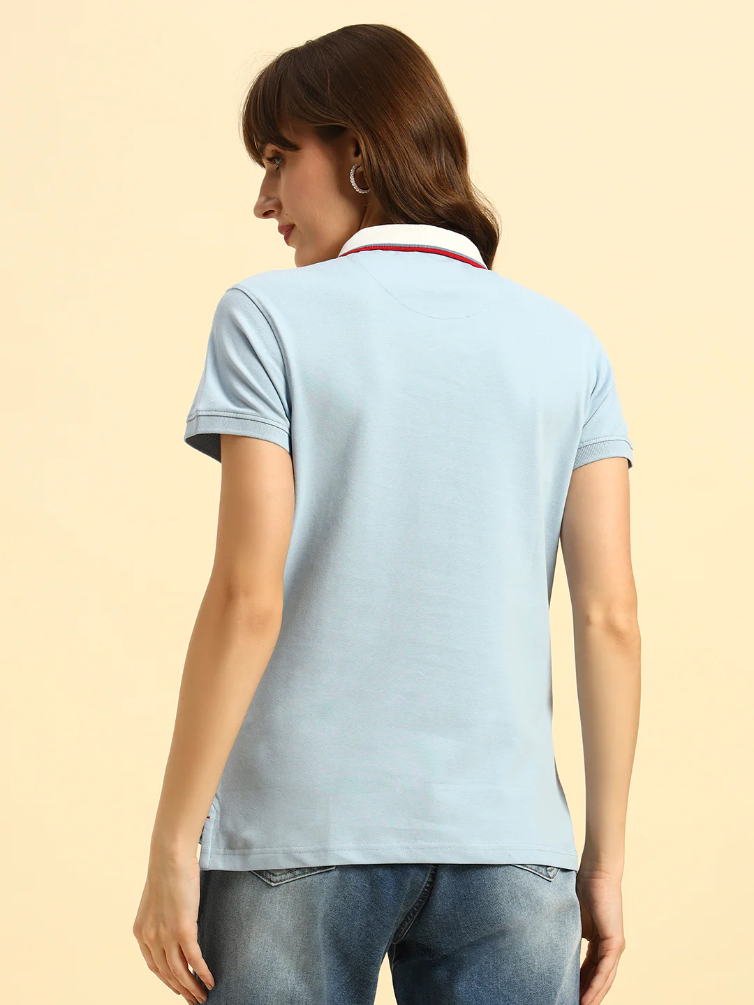 T-Shirt for Women | Breathable & Soft with Color Fastness Regular Fit Polo Neck Poly Cotton Fabric Solid Pattern - Image 7