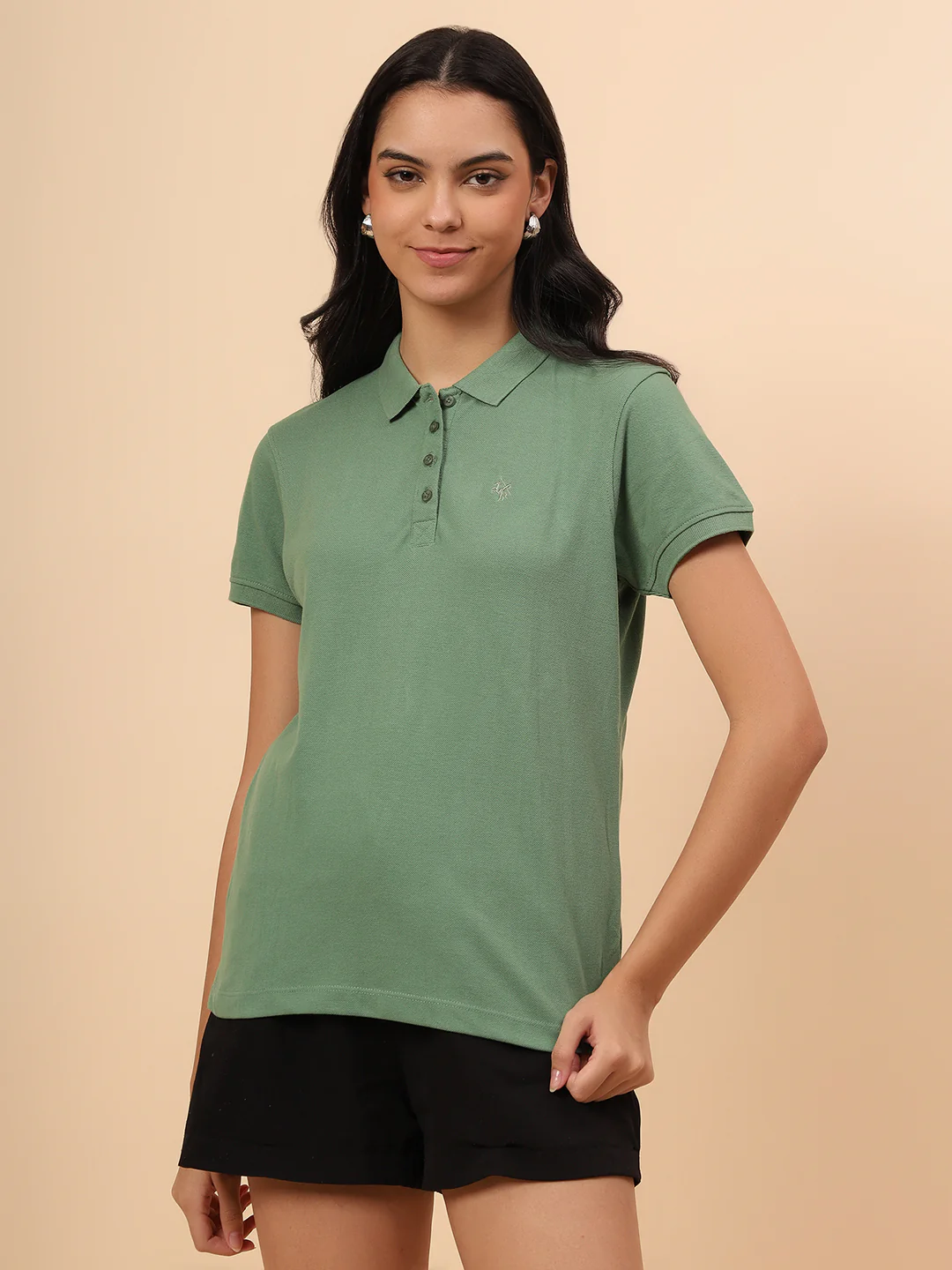 T-Shirt for Women l Breathable & Soft with Color Fastness Regular Fit Poly Cotton Fabric Solid Pattern - Image 3