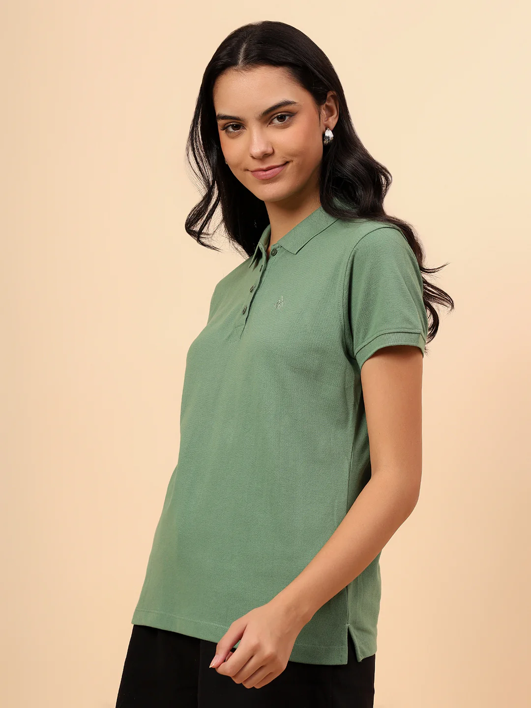T-Shirt for Women l Breathable & Soft with Color Fastness Regular Fit Poly Cotton Fabric Solid Pattern - Image 4
