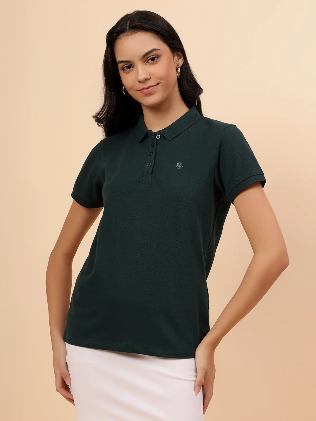 T-Shirt for Women l Breathable & Soft with Color Fastness Regular Fit Poly Cotton Fabric Solid Pattern - Image 3