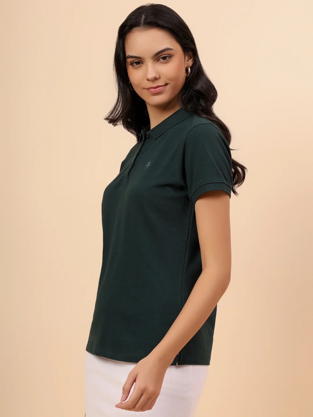 T-Shirt for Women l Breathable & Soft with Color Fastness Regular Fit Poly Cotton Fabric Solid Pattern - Image 4