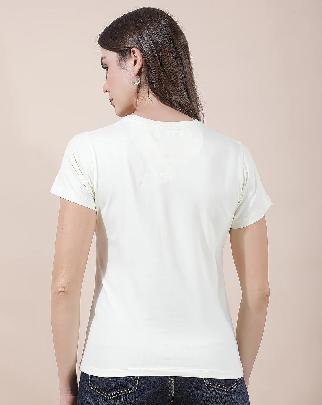 T-Shirt for Women l Breathable & Soft with Color Fastness Regular Fit Round Neck Cotton Blend Fabric Embroidered Pattern - Image 3