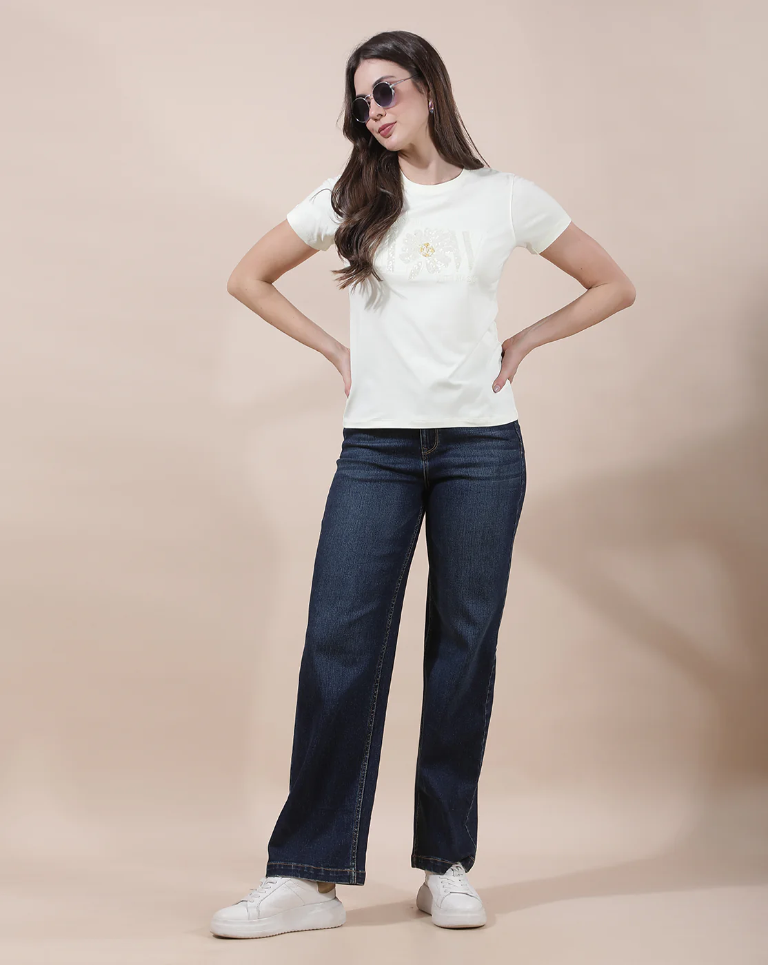 T-Shirt for Women l Breathable & Soft with Color Fastness Regular Fit Round Neck Cotton Blend Fabric Embroidered Pattern - Image 8