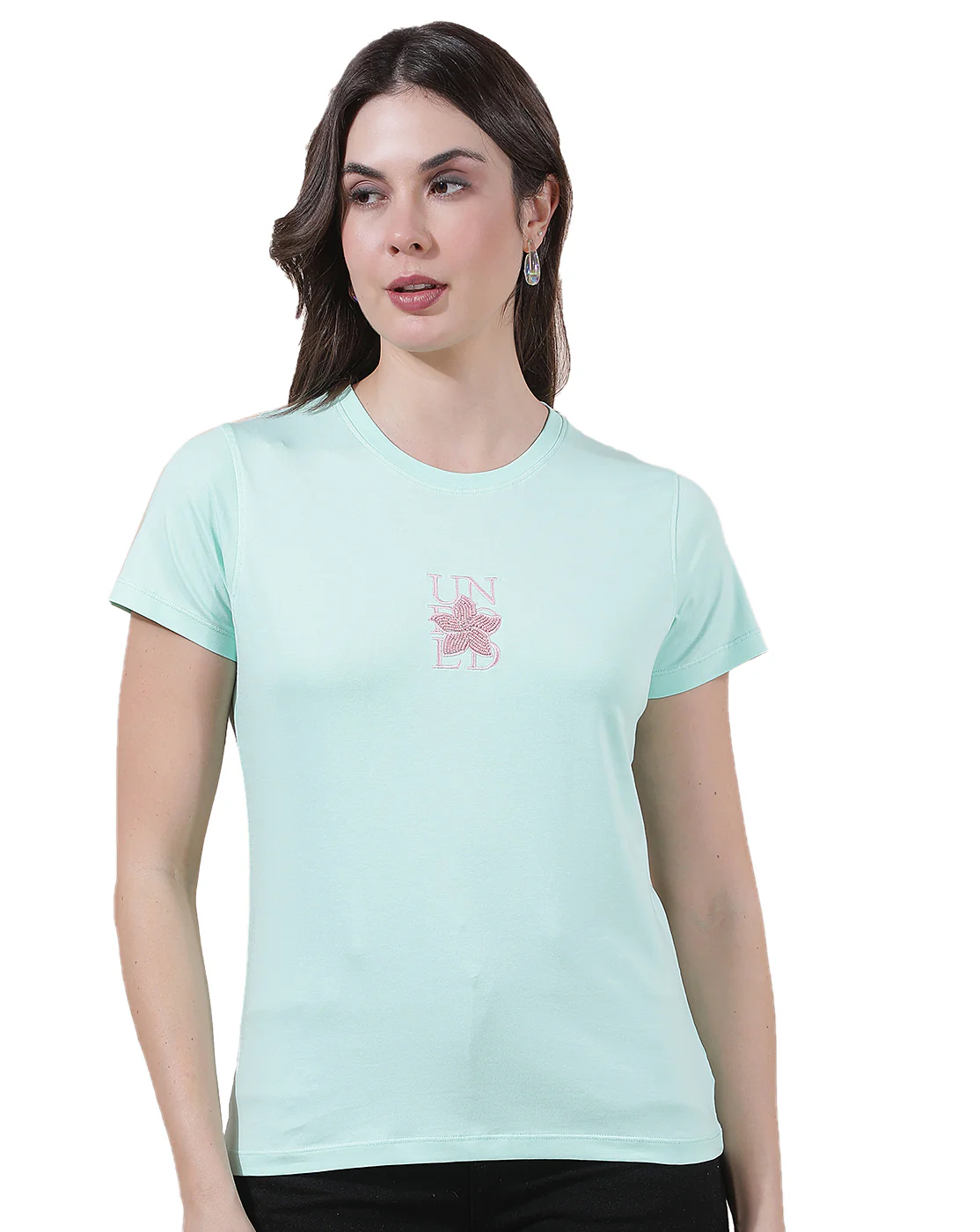 T-Shirt for Women l Breathable & Soft with Color Fastness Regular Fit Round Neck Cotton Blend Fabric Embroidered Pattern - Image 10