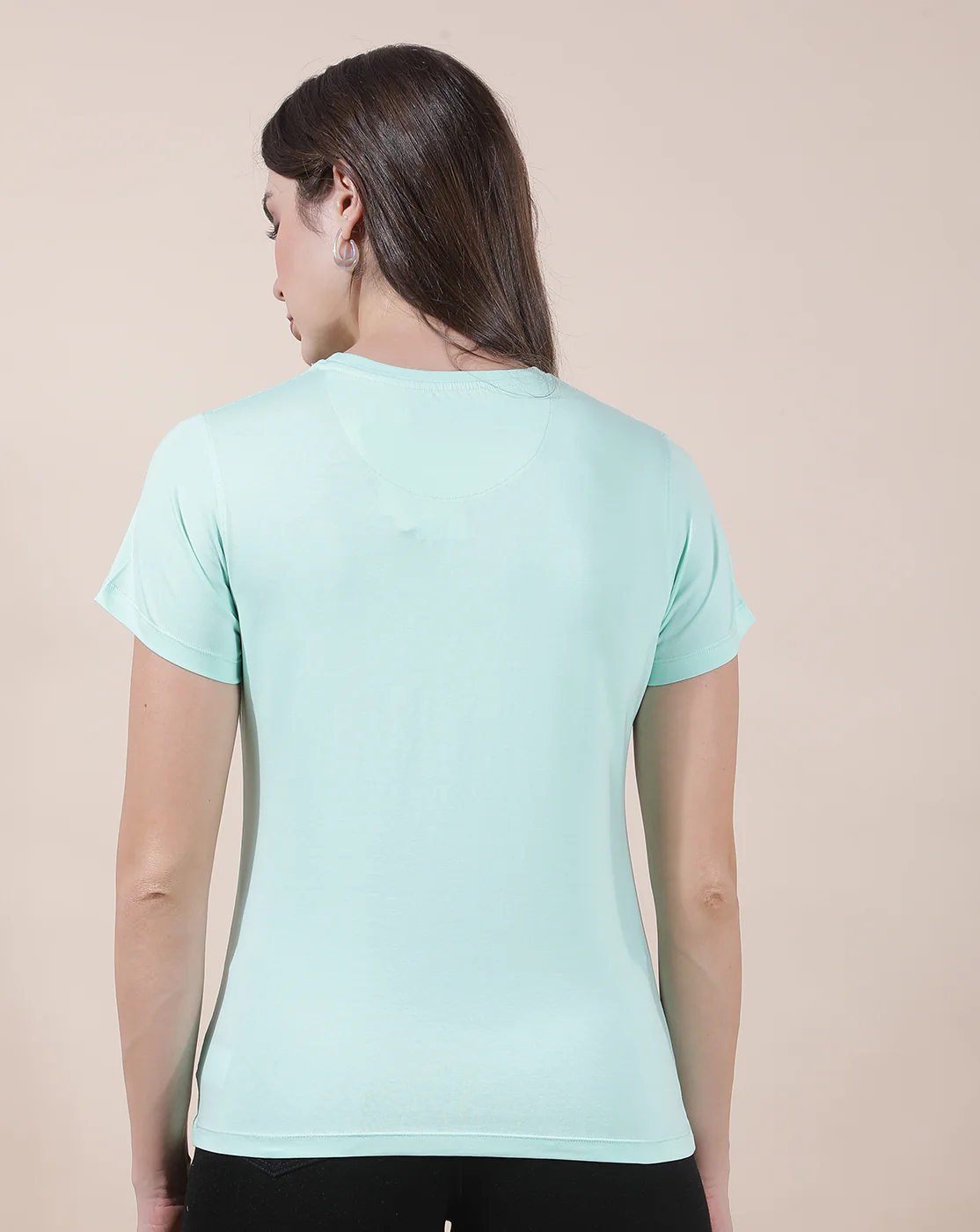 T-Shirt for Women l Breathable & Soft with Color Fastness Regular Fit Round Neck Cotton Blend Fabric Embroidered Pattern - Image 5