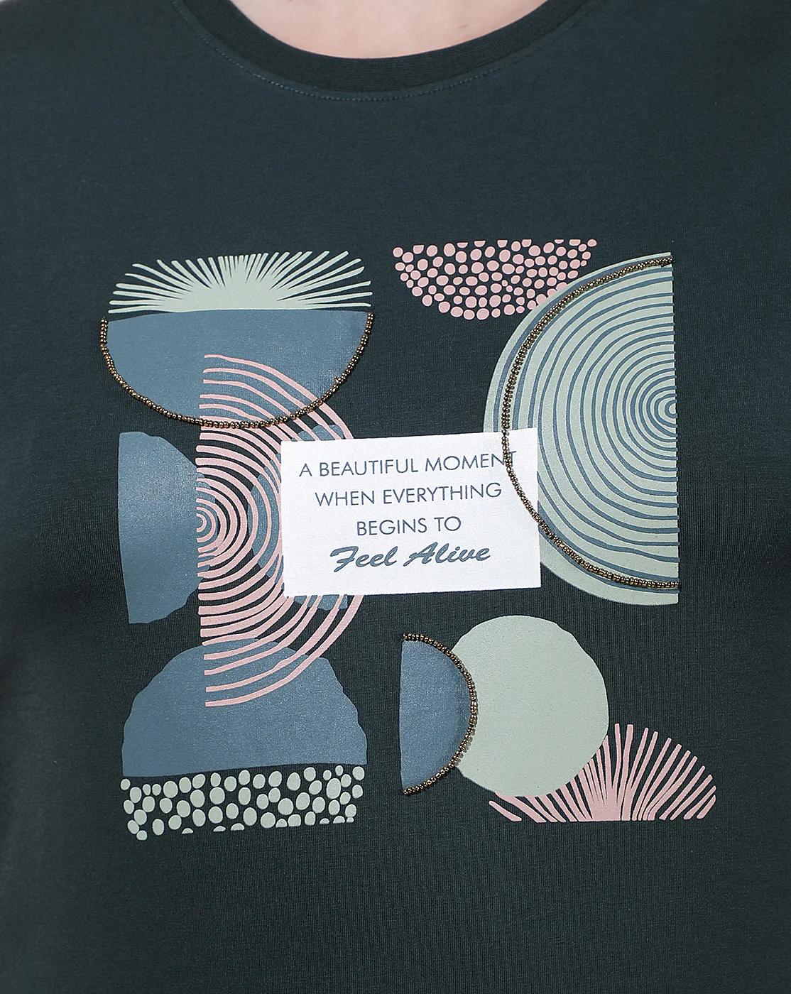 T-Shirt for Women l Breathable & Soft with Color Fastness Regular Fit Round Neck Cotton Blend Fabric Printed Pattern - Image 7