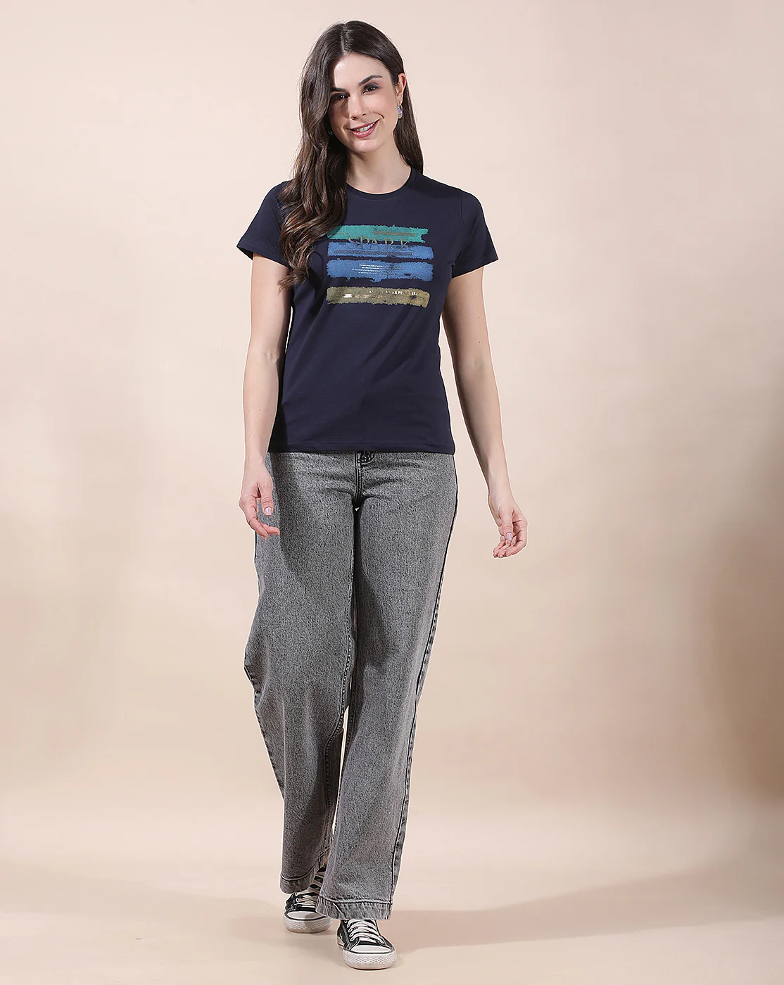 T-Shirt for Women l Breathable & Soft with Color Fastness Regular Fit Round Neck Cotton Blend Fabric Printed Pattern - Image 3