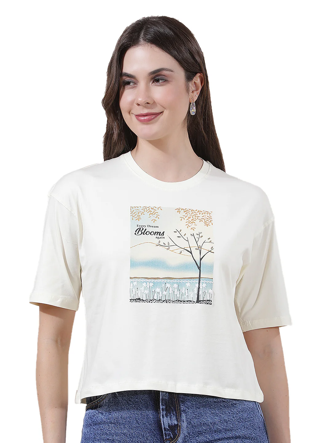 T-Shirt for Women l Breathable & Soft with Color Fastness Regular Fit Round Neck Cotton Blend Fabric Printed Pattern - Image 10