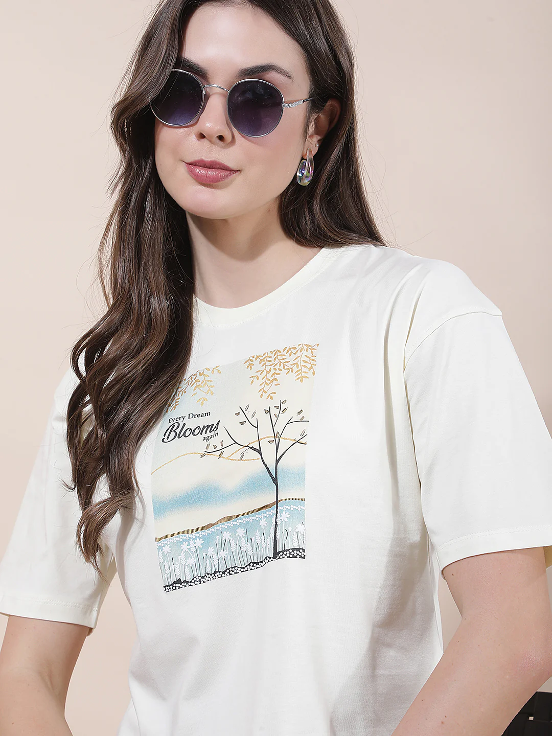 T-Shirt for Women l Breathable & Soft with Color Fastness Regular Fit Round Neck Cotton Blend Fabric Printed Pattern - Image 3