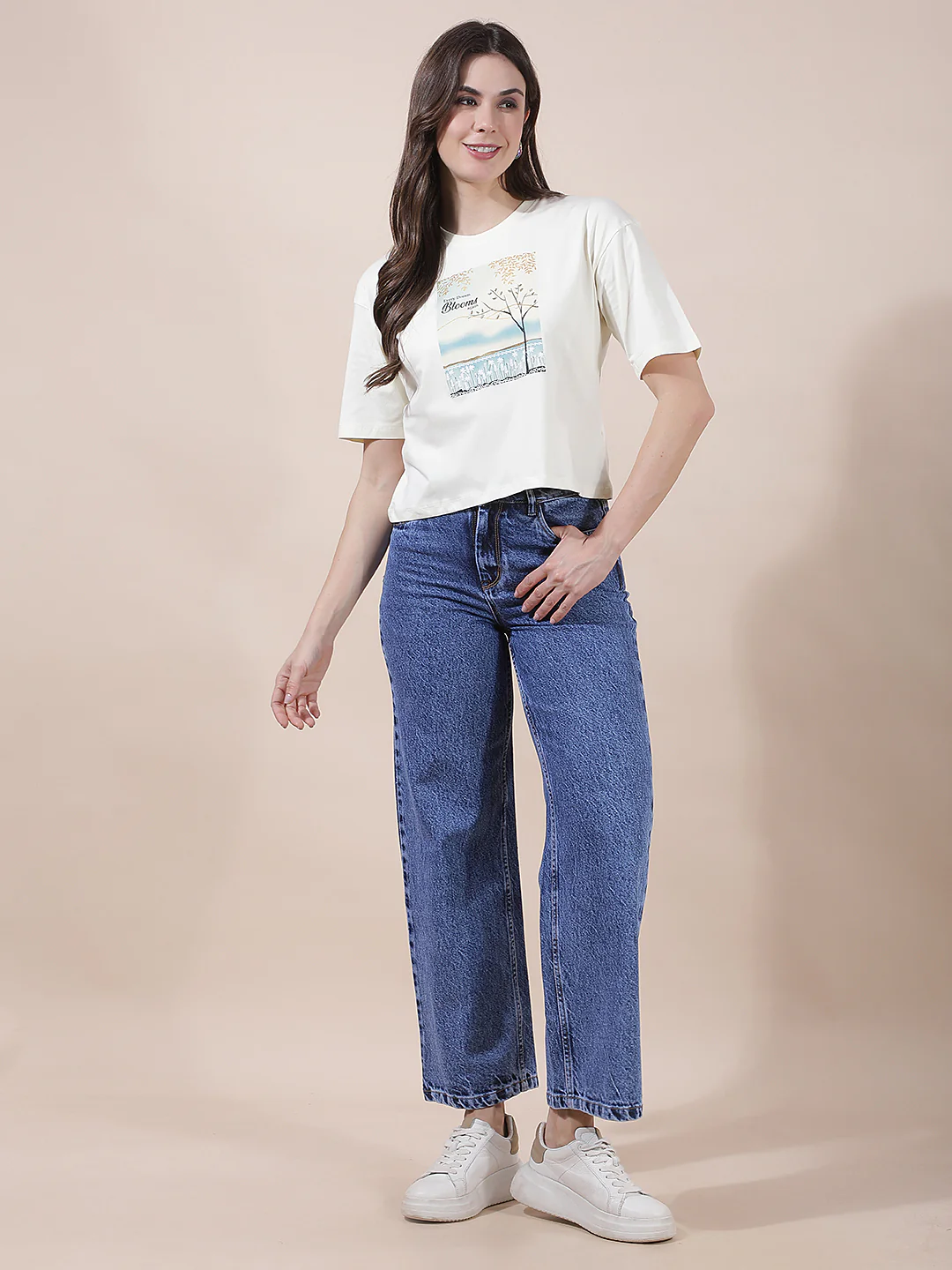 T-Shirt for Women l Breathable & Soft with Color Fastness Regular Fit Round Neck Cotton Blend Fabric Printed Pattern - Image 4