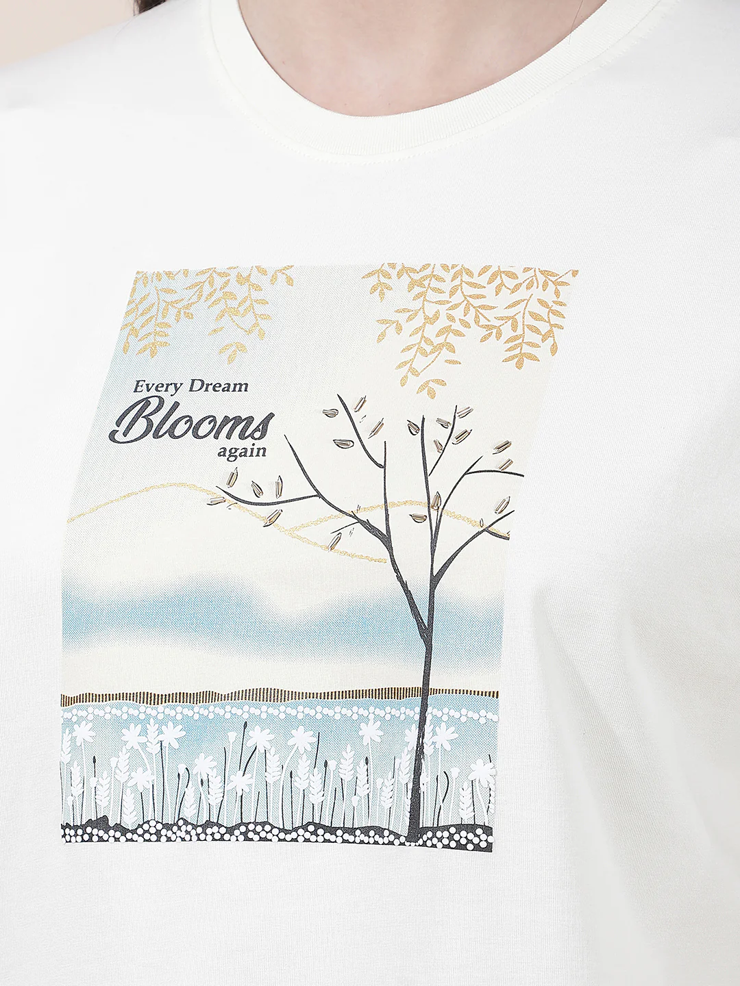 T-Shirt for Women l Breathable & Soft with Color Fastness Regular Fit Round Neck Cotton Blend Fabric Printed Pattern - Image 7