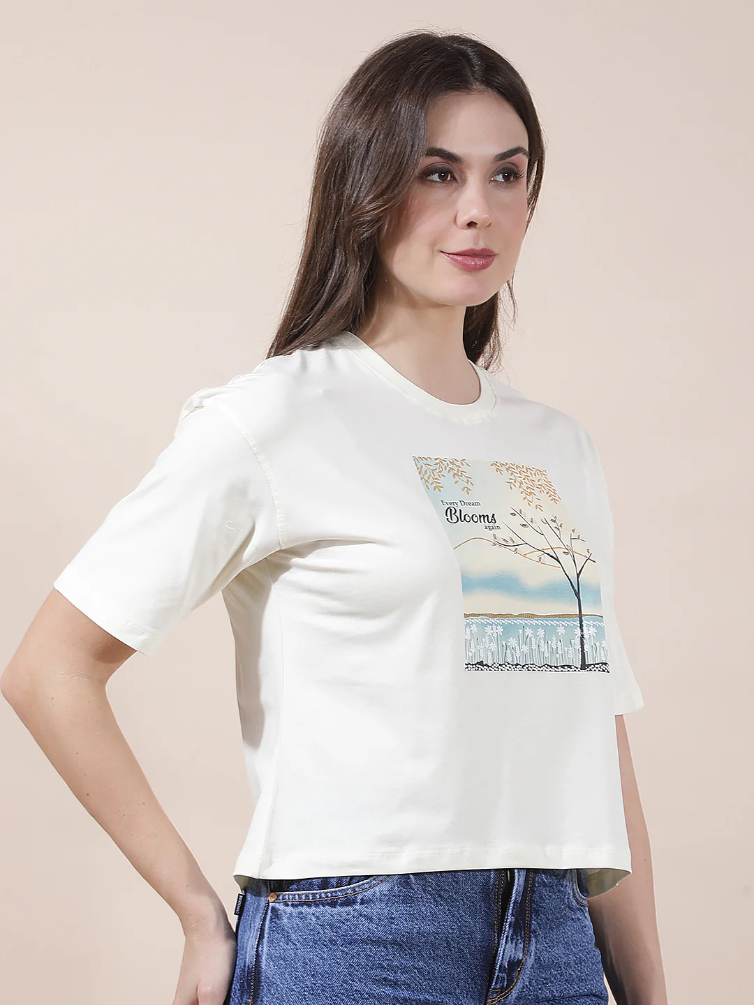 T-Shirt for Women l Breathable & Soft with Color Fastness Regular Fit Round Neck Cotton Blend Fabric Printed Pattern - Image 9