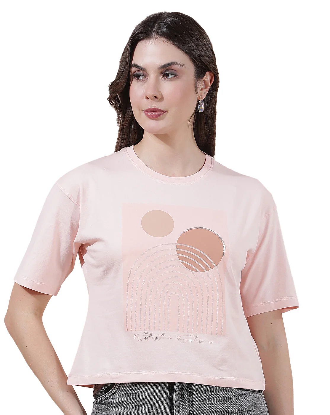 T-Shirt for Women l Breathable & Soft with Color Fastness Regular Fit Round Neck Cotton Blend Fabric Printed Pattern - Image 10