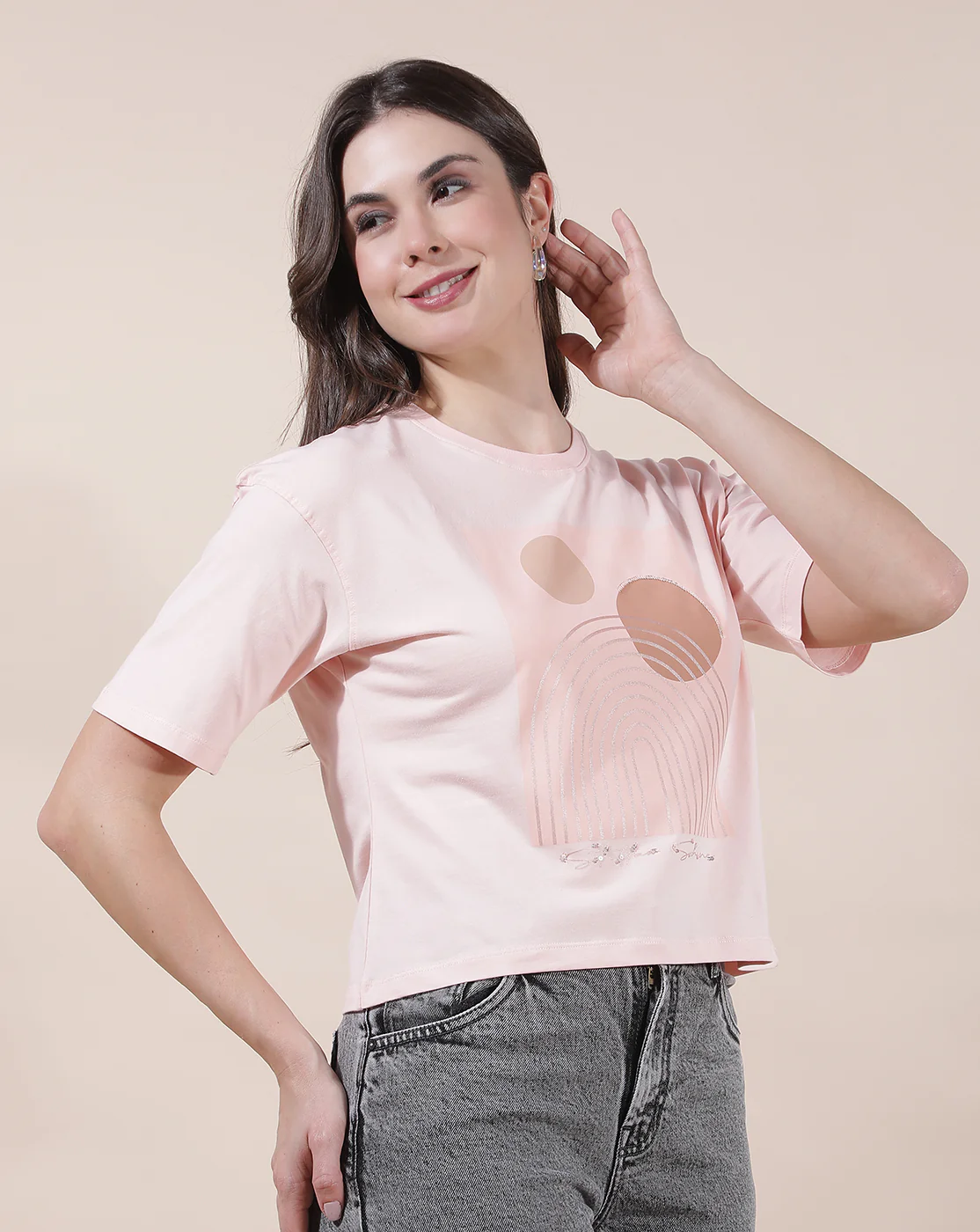 T-Shirt for Women l Breathable & Soft with Color Fastness Regular Fit Round Neck Cotton Blend Fabric Printed Pattern - Image 7