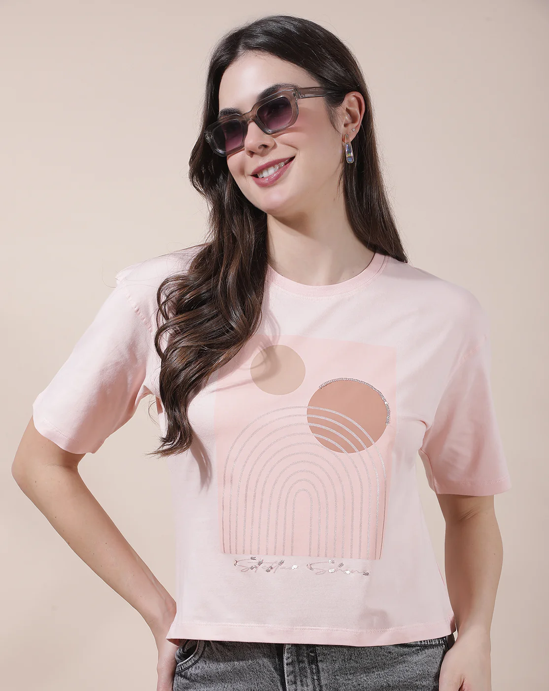T-Shirt for Women l Breathable & Soft with Color Fastness Regular Fit Round Neck Cotton Blend Fabric Printed Pattern - Image 9