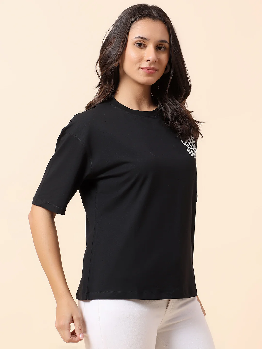 T-Shirt for Women l Breathable & Soft with Color Fastness Regular Fit Round Neck Cotton Blend Fabric Printed Pattern - Image 5