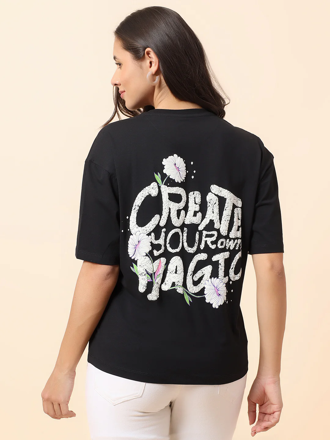 T-Shirt for Women l Breathable & Soft with Color Fastness Regular Fit Round Neck Cotton Blend Fabric Printed Pattern - Image 6
