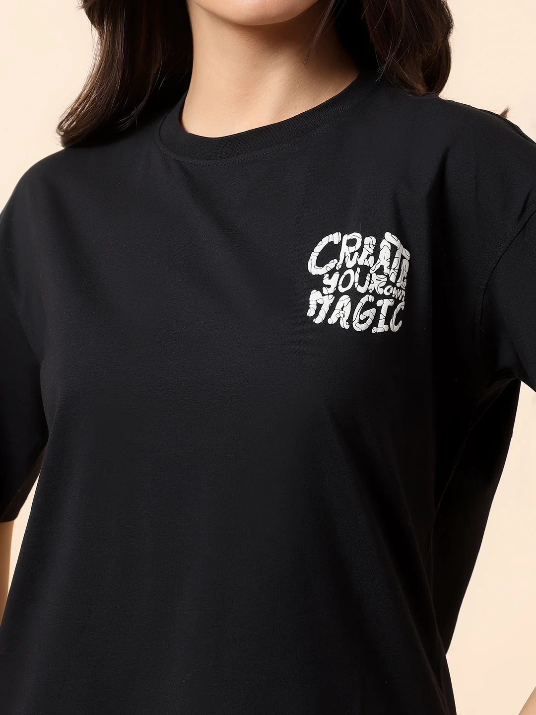 T-Shirt for Women l Breathable & Soft with Color Fastness Regular Fit Round Neck Cotton Blend Fabric Printed Pattern - Image 7