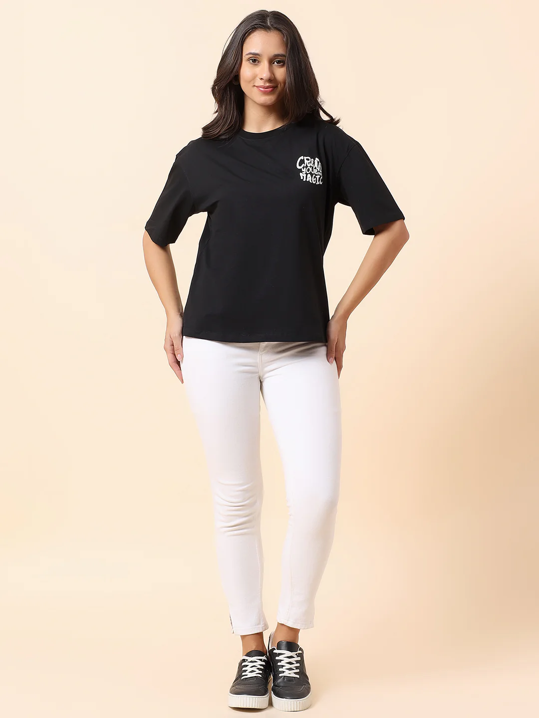 T-Shirt for Women l Breathable & Soft with Color Fastness Regular Fit Round Neck Cotton Blend Fabric Printed Pattern - Image 8