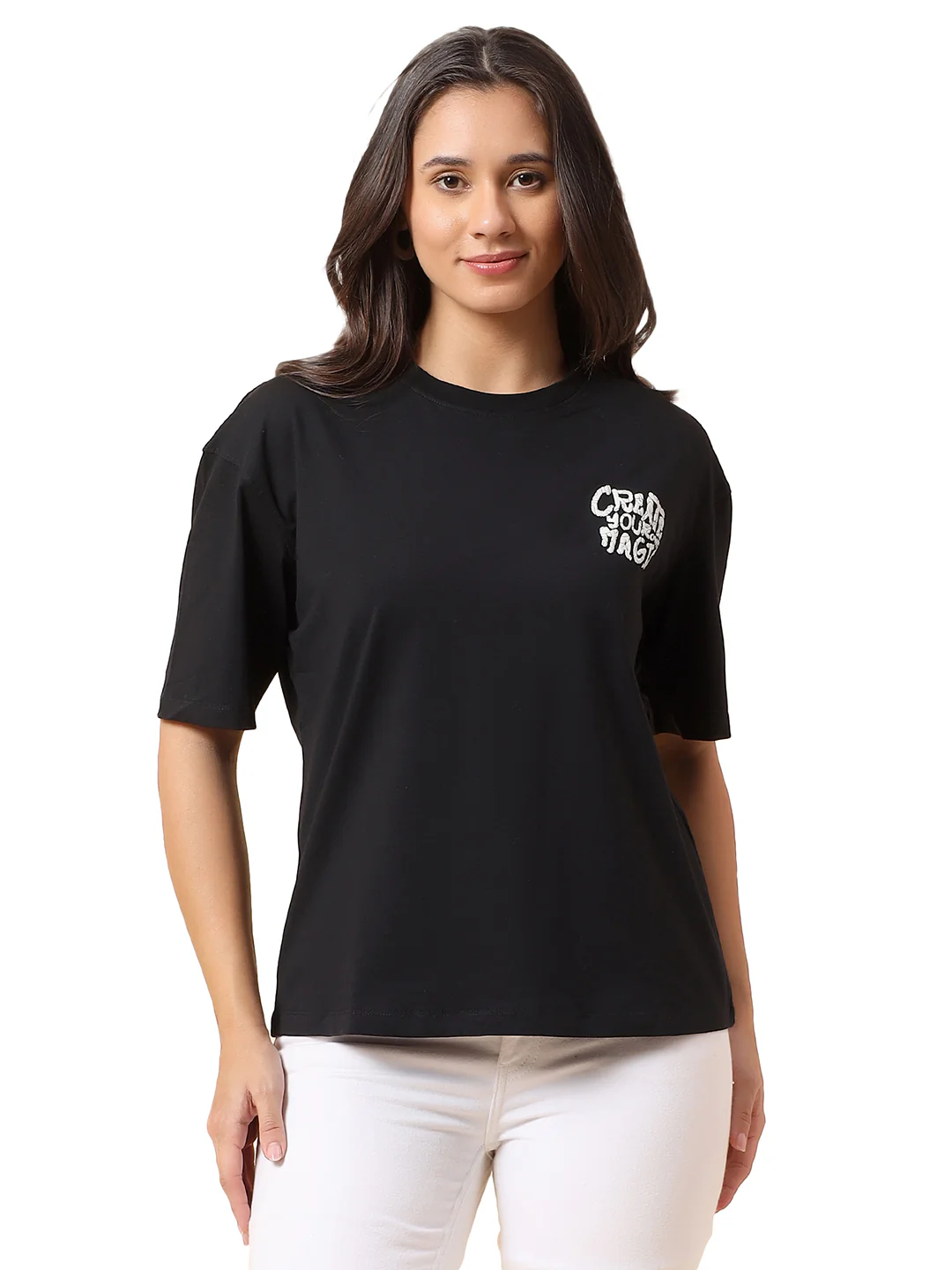 T-Shirt for Women l Breathable & Soft with Color Fastness Regular Fit Round Neck Cotton Blend Fabric Printed Pattern - Image 9