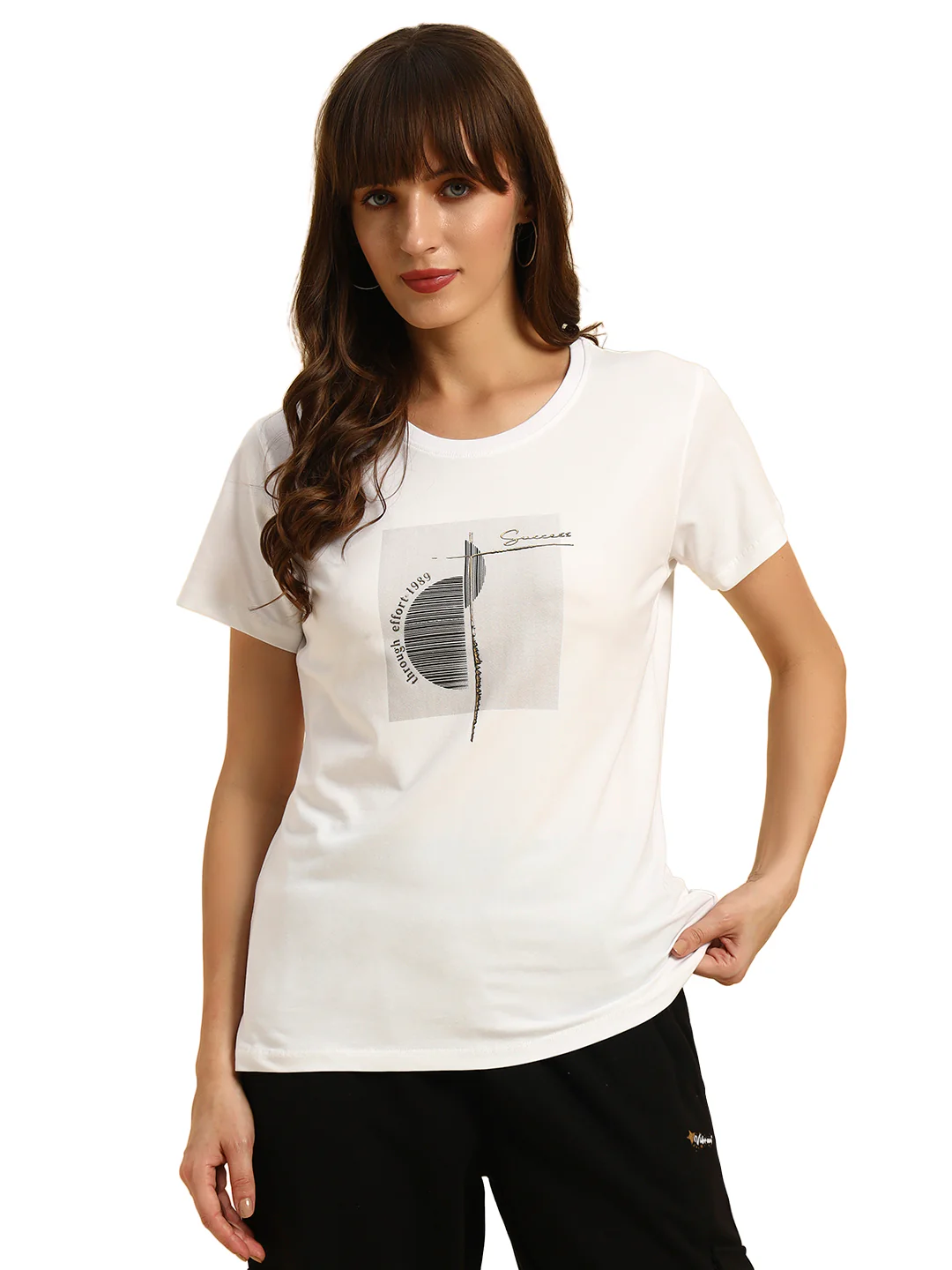 T-Shirt for Women | Breathable & Soft with Color Fastness Regular Fit Round Neck Cotton Fabric Printed Pattern - Image 3
