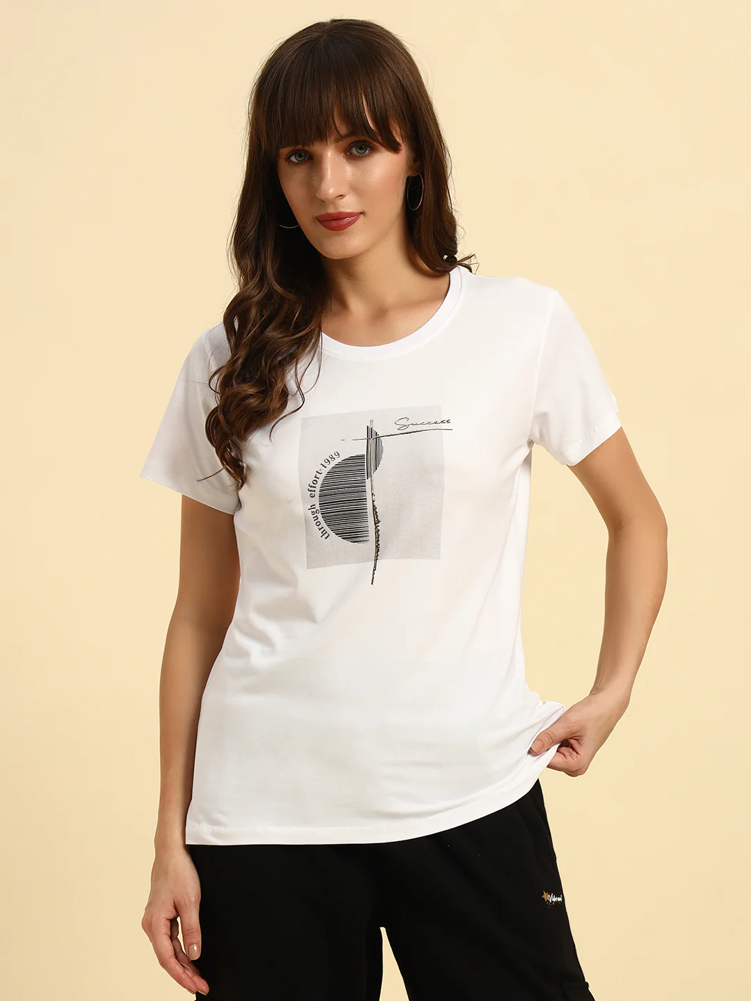 T-Shirt for Women | Breathable & Soft with Color Fastness Regular Fit Round Neck Cotton Fabric Printed Pattern - Image 4