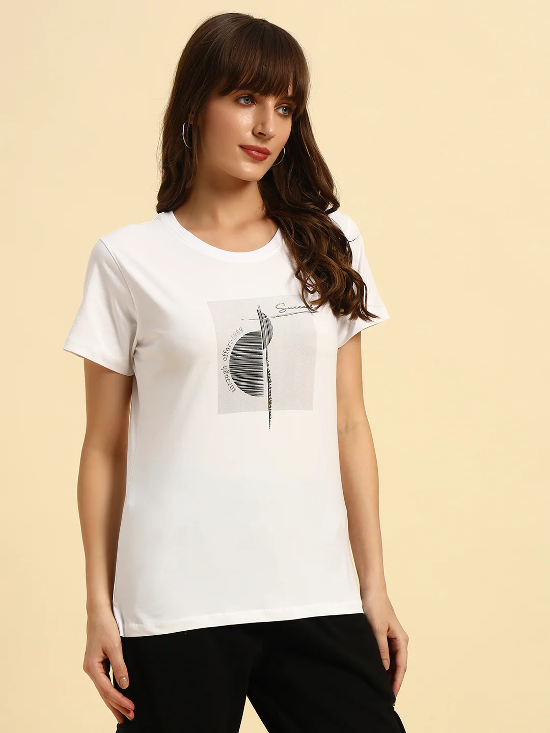 T-Shirt for Women | Breathable & Soft with Color Fastness Regular Fit Round Neck Cotton Fabric Printed Pattern - Image 6